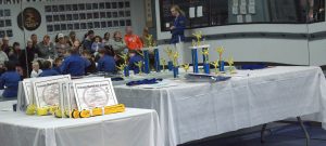 Line of certificates and trophies