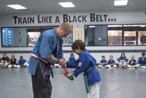 Student bowing to show respect