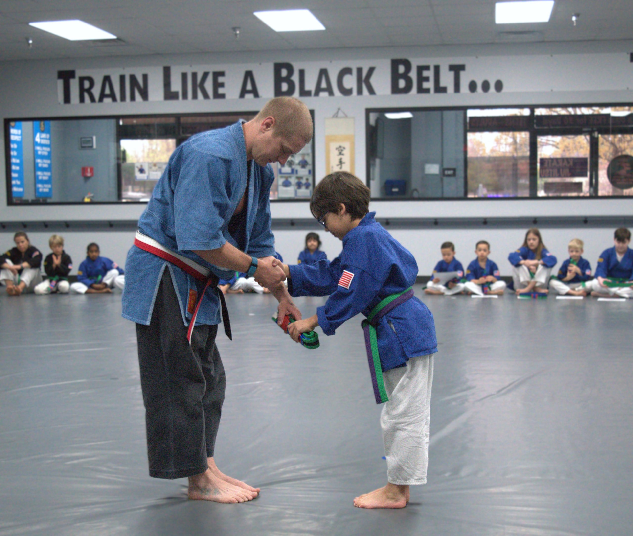 Student bowing to show respect 