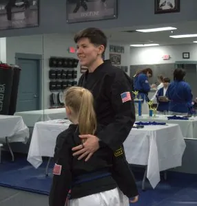 Mom and Child after getting promoted